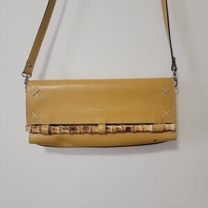 Claudia Firenze Leather Clutch with Bamboo Accent